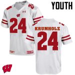 Youth Wisconsin Badgers NCAA #24 Adam Krumholz White Authentic Under Armour Stitched College Football Jersey BY31R36GL